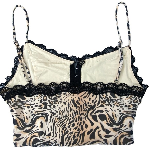 Princess Polly animal leopard print lace trim corset style lingerie top - Picture 2 of 10